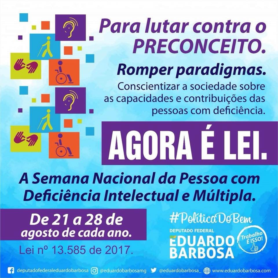 Semana Nacional da Pessoa com Deficiência Intelectual e Múltipla vira Lei